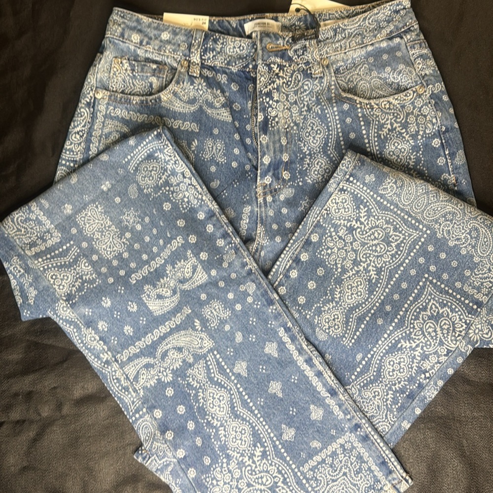 Forever 21 new w tags cute paisley jeans sz 28